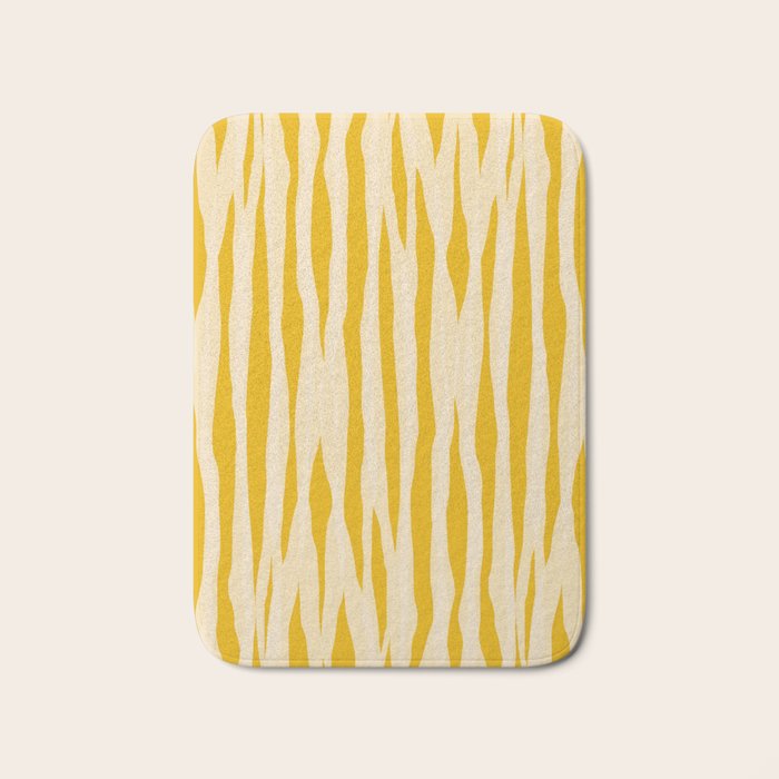 Abstract Organic Stripes Vertical Pattern in Mustard Yellow Bath Mat Gallery Image 1