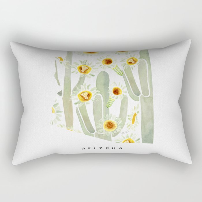 Arizona State Saguaro Cactus Blossoms Rectangular Pillow Gallery Image 1