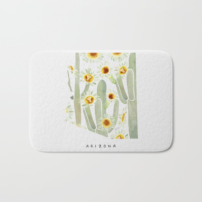 Arizona State Saguaro Cactus Blossoms Bath Mat Gallery Image 1