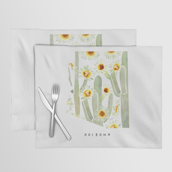 Arizona State Saguaro Cactus Blossoms Placemat Gallery Image 1