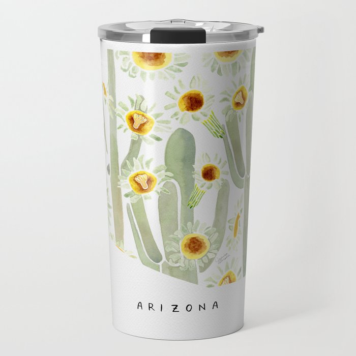 Arizona State Saguaro Cactus Blossoms Travel Mug Gallery Image 1