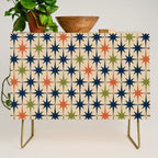 Atomic Age 1950s Starburst Pattern in Mid Mod Orange, Olive Green, Navy Blue, and Beige Credenza Gallery Image 1
