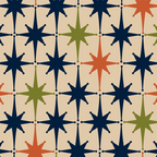 Atomic Age 1950s Starburst Pattern in Mid Mod Orange, Olive Green, Navy Blue, and Beige Coffee Mug Gallery Image 2