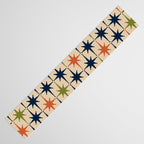 Atomic Age 1950s Starburst Pattern in Mid Mod Orange, Olive Green, Navy Blue, and Beige Table Runner Gallery Image 3