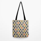 Atomic Age 1950s Starburst Pattern in Mid Mod Orange, Olive Green, Navy Blue, and Beige Tote Bag Gallery Image 2