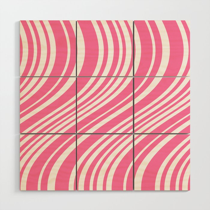 Wavy Stripes XXXIII - 90s Barbie Pink Wood Wall Art Gallery Image 1