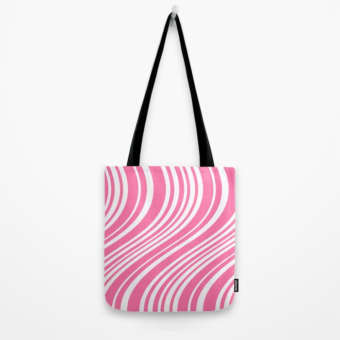 Wavy Stripes XXXIII - 90s Barbie Pink Tote Bag Gallery Image 2