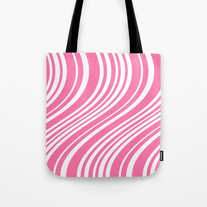 Wavy Stripes XXXIII - 90s Barbie Pink Tote Bag Gallery Image 1