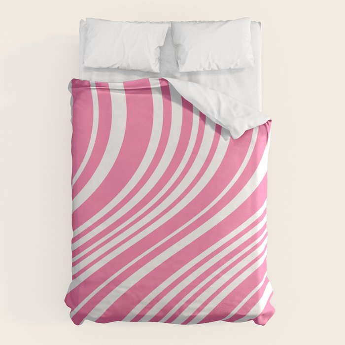 Wavy Stripes XXXIII - 90s Barbie Pink Duvet Cover Gallery Image 1