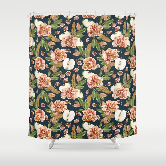 Tropical flowers autumn field D Shower Curtain Gallery Image 1