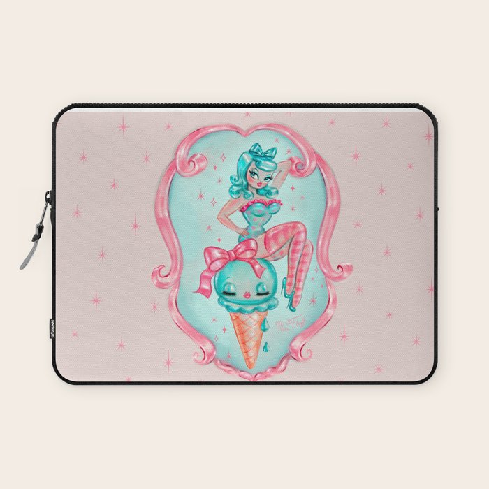 Candy Blue Ice Cream Pin Up Doll Laptop Sleeve Gallery Image 1