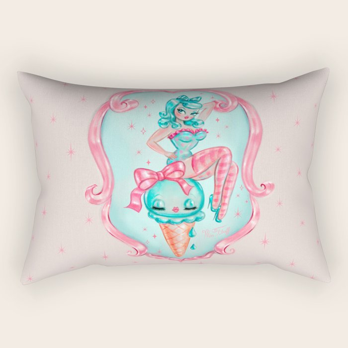 Candy Blue Ice Cream Pin Up Doll Rectangular Pillow Gallery Image 1