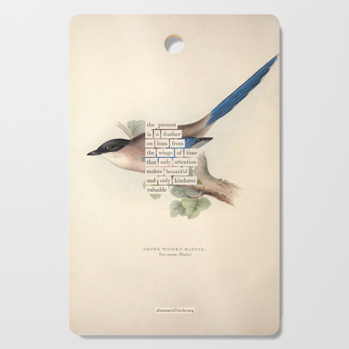 Bird Divinations: Azure Magpie (about: almanacofbirds.org) Cutting Board Gallery Image 1