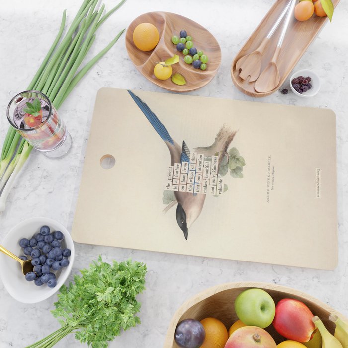 Bird Divinations: Azure Magpie (about: almanacofbirds.org) Cutting Board Gallery Image 2
