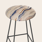 Organic Earth Tones Abstract - Flowing Minimalist Pattern with Waves Dots Stool Gallery Image 2