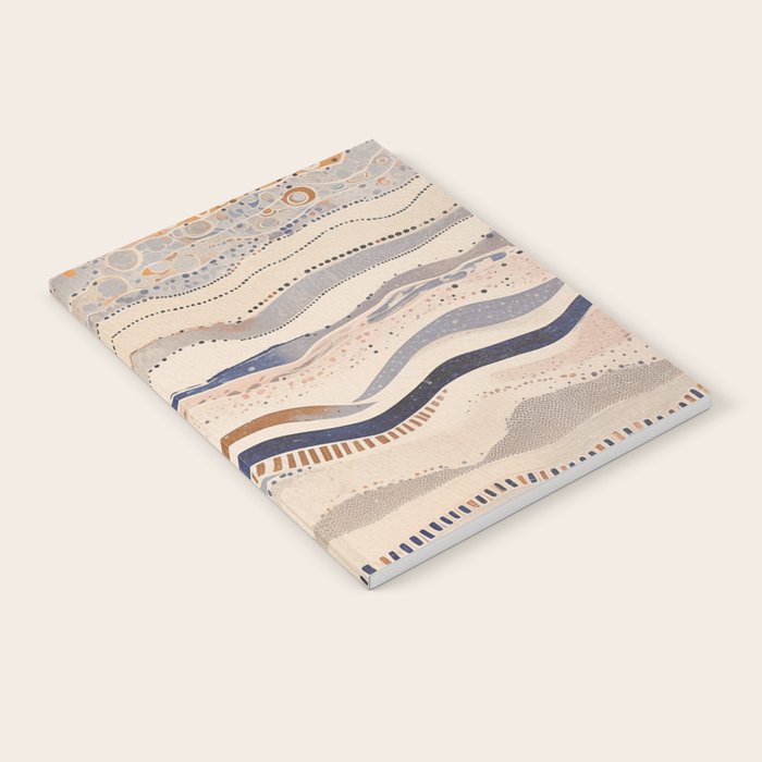 Organic Earth Tones Abstract - Flowing Minimalist Pattern with Waves Dots Notebook Gallery Image 1