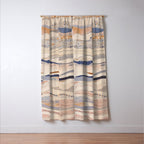Organic Earth Tones Abstract - Flowing Minimalist Pattern with Waves Dots Window Curtain Gallery Image 3