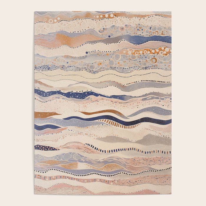 Organic Earth Tones Abstract - Flowing Minimalist Pattern with Waves Dots Poster Gallery Image 4