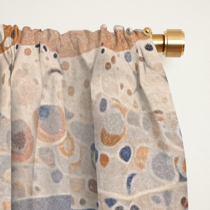 Organic Earth Tones Abstract - Flowing Minimalist Pattern with Waves Dots Window Curtain Gallery Image 2