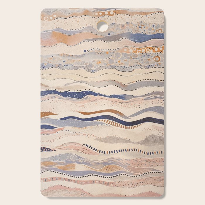 Organic Earth Tones Abstract - Flowing Minimalist Pattern with Waves Dots Cutting Board Gallery Image 1
