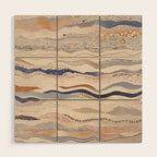 Organic Earth Tones Abstract - Flowing Minimalist Pattern with Waves Dots Wood Wall Art Gallery Image 1