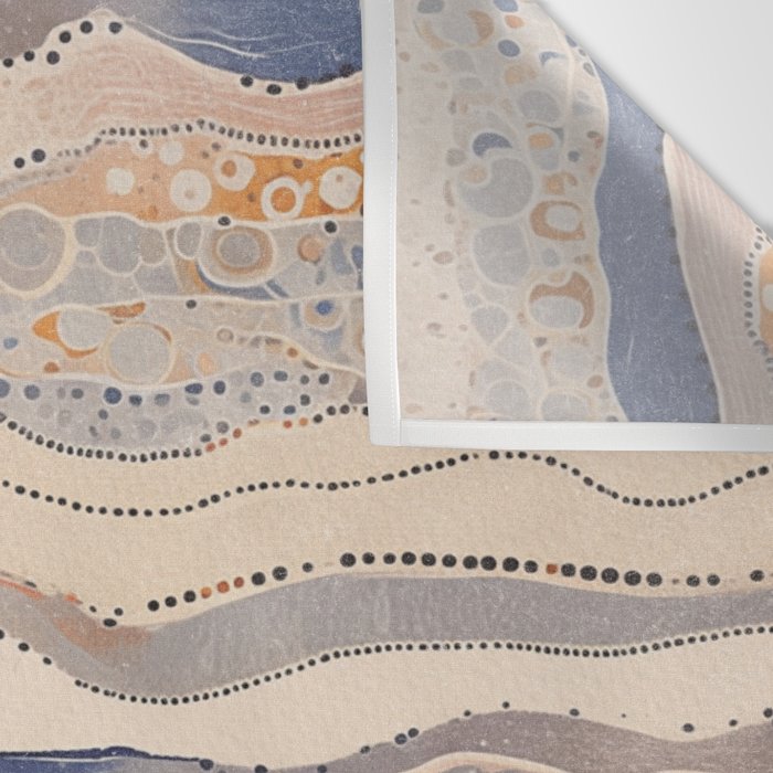 Organic Earth Tones Abstract - Flowing Minimalist Pattern with Waves Dots Wall Tapestry Gallery Image 3