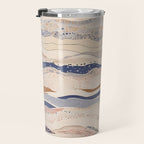 Organic Earth Tones Abstract - Flowing Minimalist Pattern with Waves Dots Travel Mug Gallery Image 3