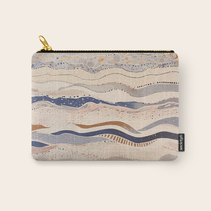 Organic Earth Tones Abstract - Flowing Minimalist Pattern with Waves Dots Carry All Pouch Gallery Image 1
