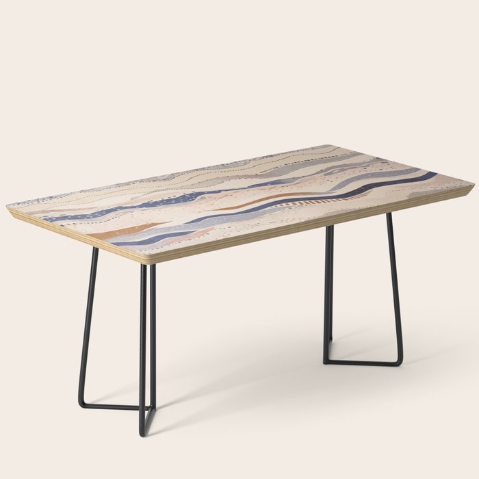 Organic Earth Tones Abstract - Flowing Minimalist Pattern with Waves Dots Coffee Table Gallery Image 1