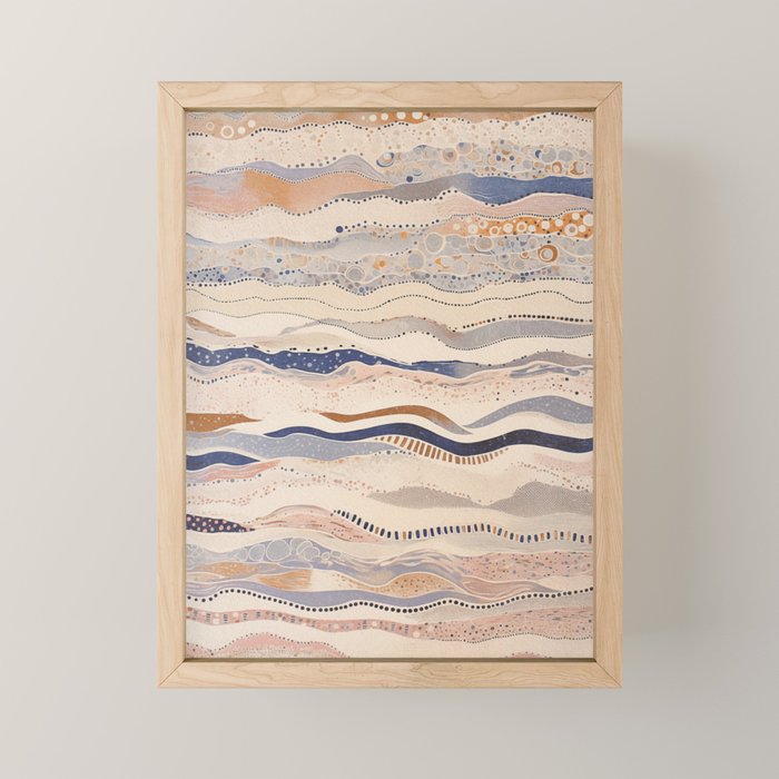 Organic Earth Tones Abstract - Flowing Minimalist Pattern with Waves Dots Mini Art Print Gallery Image 1