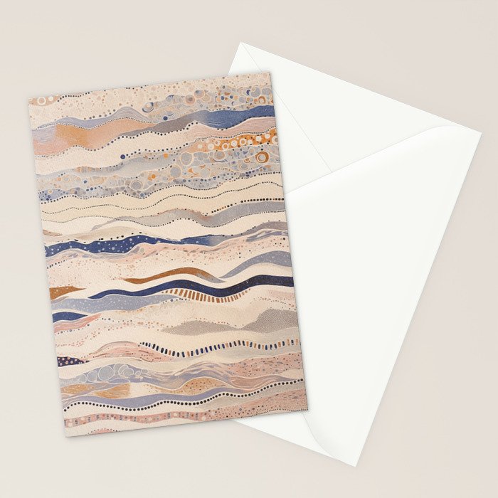 Organic Earth Tones Abstract - Flowing Minimalist Pattern with Waves Dots Stationery Card Gallery Image 2