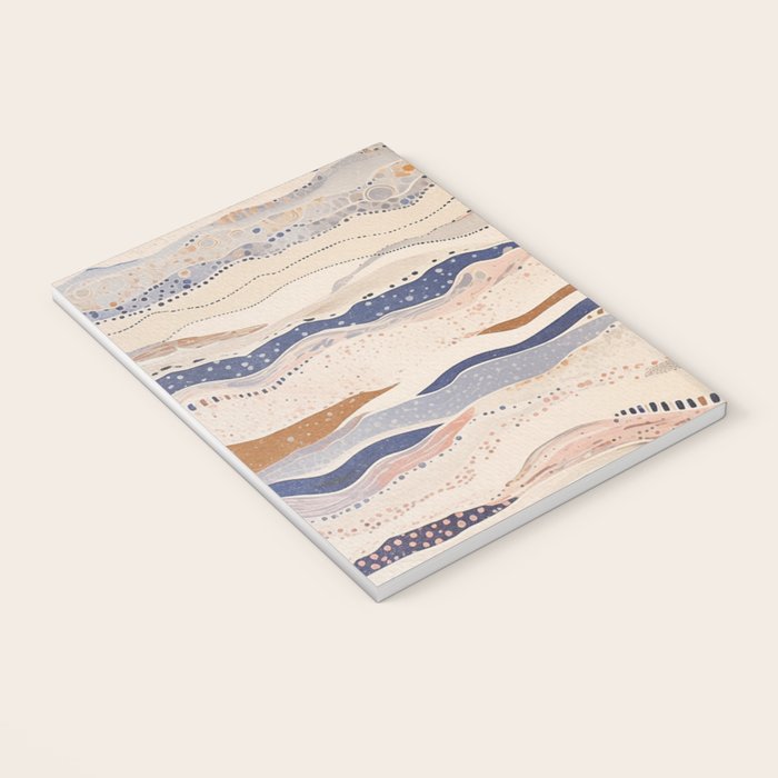 Organic Earth Tones Abstract - Flowing Minimalist Pattern with Waves Dots Notebook Gallery Image 3