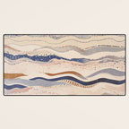 Organic Earth Tones Abstract - Flowing Minimalist Pattern with Waves Dots Desk Mat Gallery Image 3