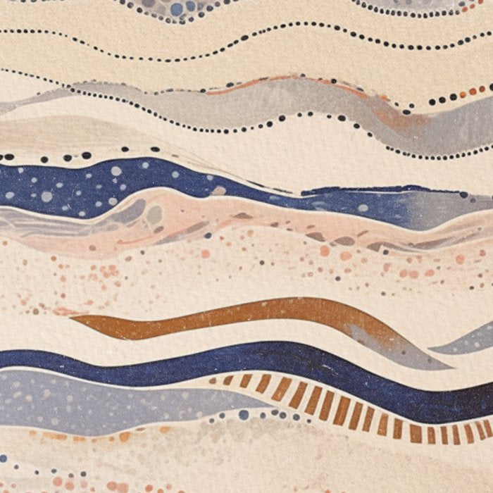 Organic Earth Tones Abstract - Flowing Minimalist Pattern with Waves Dots Coffee Mug Gallery Image 2