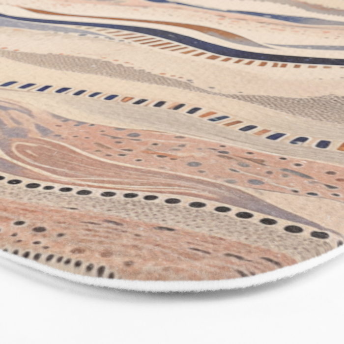 Organic Earth Tones Abstract - Flowing Minimalist Pattern with Waves Dots Bath Mat Gallery Image 3