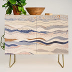 Organic Earth Tones Abstract - Flowing Minimalist Pattern with Waves Dots Credenza Gallery Image 1