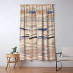 Organic Earth Tones Abstract - Flowing Minimalist Pattern with Waves Dots Window Curtain Gallery Image 5