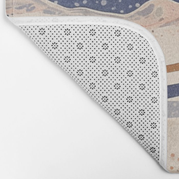 Organic Earth Tones Abstract - Flowing Minimalist Pattern with Waves Dots Bath Mat Gallery Image 2