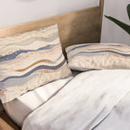 Organic Earth Tones Abstract - Flowing Minimalist Pattern with Waves Dots Pillow Sham Gallery Image 2