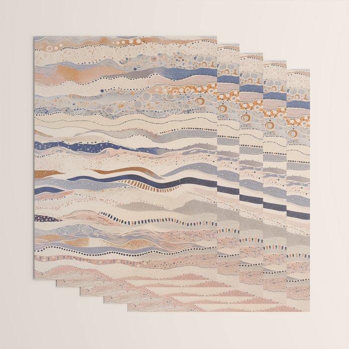 Organic Earth Tones Abstract - Flowing Minimalist Pattern with Waves Dots Wrapping Paper Gallery Image 3