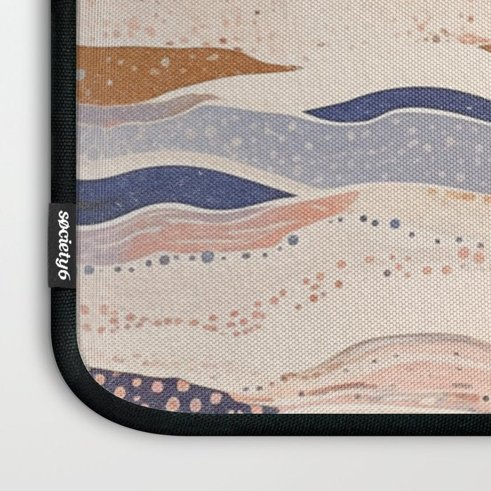 Organic Earth Tones Abstract - Flowing Minimalist Pattern with Waves Dots Laptop Sleeve Gallery Image 3