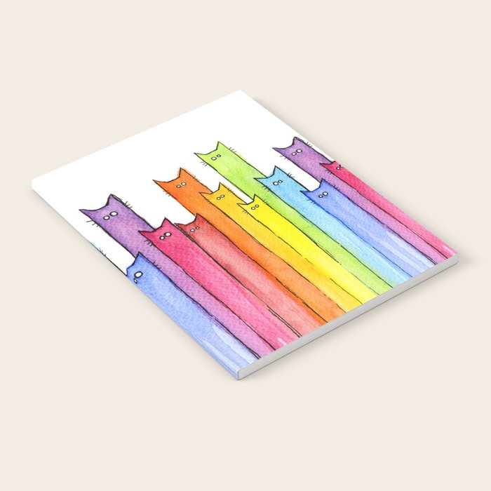 Cat Rainbow Watercolor Pattern Notebook Gallery Image 1
