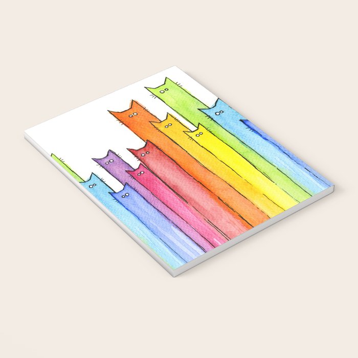 Cat Rainbow Watercolor Pattern Notebook Gallery Image 3