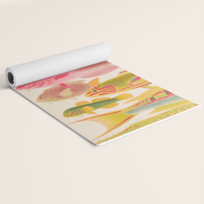 Colorful Tropical Fishes Vintage Sea Life Illustration Yoga Mat Gallery Image 2