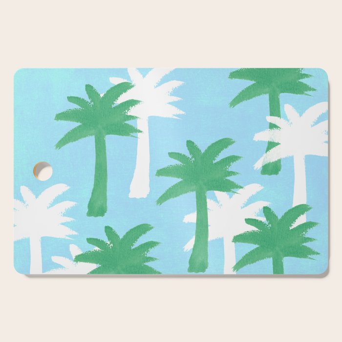 Palm Tree Tropical Pattern - Blue Green Cutting Board Gallery Image 1