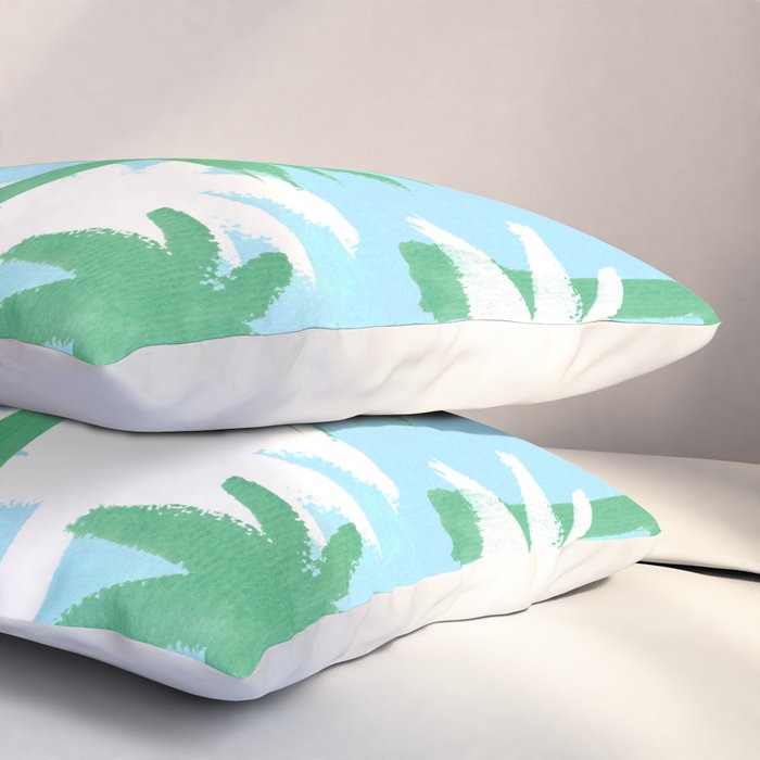 Palm Tree Tropical Pattern - Blue Green Pillow Sham Gallery Image 3