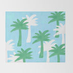 Palm Tree Tropical Pattern - Blue Green Throw Blanket Gallery Image 2
