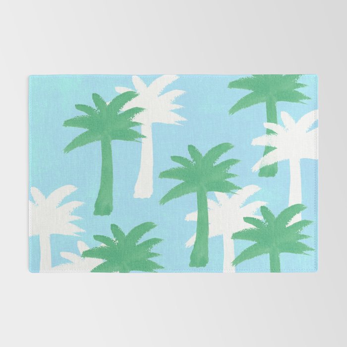 Palm Tree Tropical Pattern - Blue Green Rug Gallery Image 2