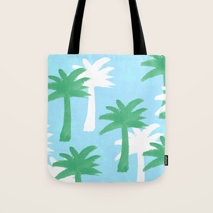 Palm Tree Tropical Pattern - Blue Green Tote Bag Gallery Image 1