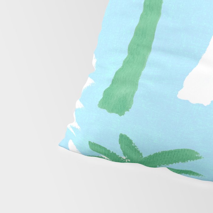 Palm Tree Tropical Pattern - Blue Green Pillow Sham Gallery Image 4